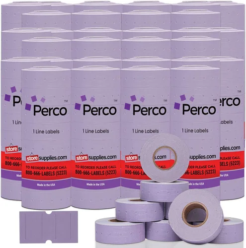 Miniatura 10 de Etiquetas azules Perco de 1 línea - 8 rollos, 1 funda, 8,000 etiquetas en blanco para pistolas de precio y fecha de 1 línea Perco - Fabricadas
