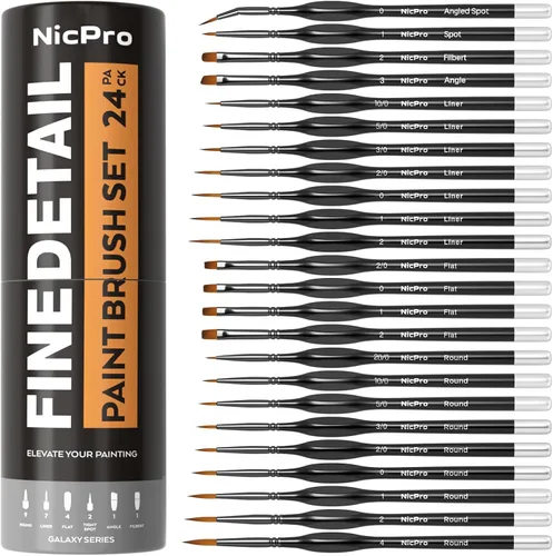 Miniatura 9 de Nicpro Juego de 16 pinceles de pintura en miniatura, juego de pinceles de pintura para detalles finos para acuarela acrílica, pintura al óleo