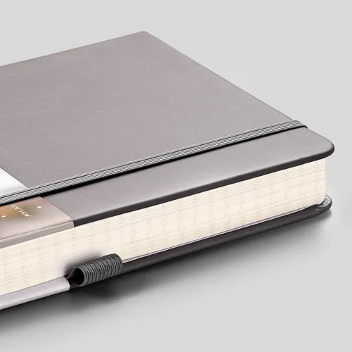 Miniatura 2 de EMSHOI Cuaderno de puntos - 256 páginas A5 con cuadrícula de puntos, papel punteado grueso de 120gsm, 16 páginas perforadas, tapa dura de piel Gris