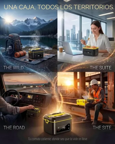 Miniatura 7 de RUDAP Lonchera Eléctrica Inalámbrica, Calentador de Alimentos Portátil Recargable de 24000mAh 1.2L con 5 Modos de Calefacción, Control Automático