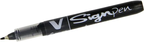 Pilot V Sign - Bolígrafo de tinta líquida con punta de 5/64 pulgadas, color negro, caja con 12 unidades