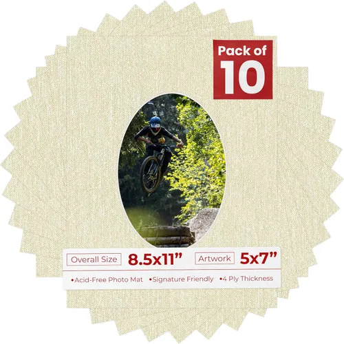Miniatura 53 de Tapete de 8.5 x 11 pulgadas con corte biselado para fotos de 5 x 7 pulgadas, diseño ovalado, color azul bebé, sin ácidos, mate para proteger tus