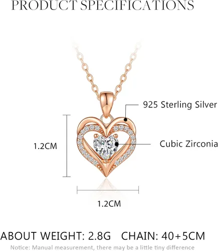 Miniatura 6 de CDE Collares de corazón para mujer, plata esterlina 925, dije de piedra natal, aniversario, cumpleaños, Navidad, día de San Valentín, joyería