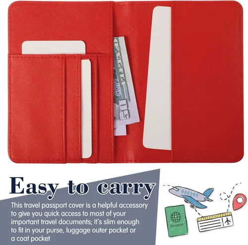 Miniatura 4 de 2 piezas de funda de pasaporte para viaje, impermeable, de cuero, cartera, libro de viaje, artículos esenciales para crucero para mujeres y hombres