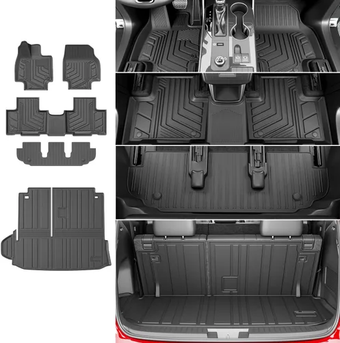 Miniatura 25 de powoq Tapete de suelo compatible con Honda Pilot 2016-2022 con alfombrilla de respaldo, forro de carga de repuesto para accesorios Honda Pilot