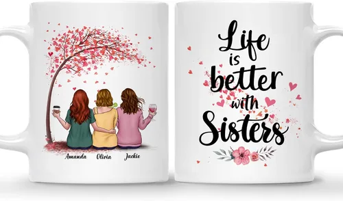 Miniatura 25 de Gossby - Taza de café personalizada para mujer, 2 unidades, con nombres personalizados Taza personalizada para dos mujeres, taza de café