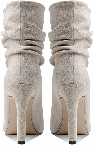 Miniatura 6 de heelchic Botas de tobillo cómodas de las mujeres del dedo del pie puntiagudo atractivas botas de tacón alto de aguja botas cortas