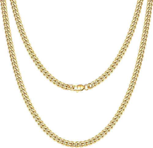 SytsLNKXXX Collar de cadena cubana Miami para hombres y mujeres, acero inoxidable 316L de 40.236in de ancho, 18"20"22"24" de largo, joyería de hip