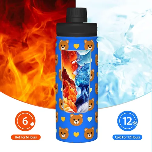 Miniatura 6 de Bear Llove Insulated Stainless Steel Kettle Print Funny Water Bottle Insulated Ideal for Sports and Travel