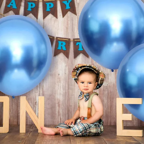 Miniatura 7 de Skylety Paquete de 10 globos metálicos azules de 18 pulgadas, globos de helio de látex grandes cromados brillantes y gruesos para guirnalda