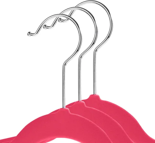 Miniatura 2 de Casafield 50 perchas de terciopelo para niños - Tamaño de 14 pulgadas para ropa de niños - Rosa