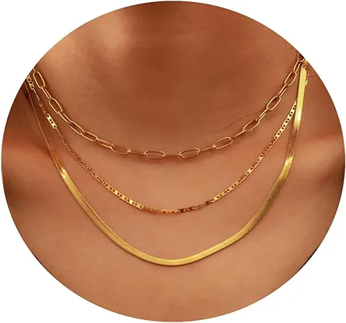 Miniatura 12 de Collares en capas para mujer, chapados en plata, delicada cuerda torcida de serpiente, delicado collar en capas, gargantilla de diferentes