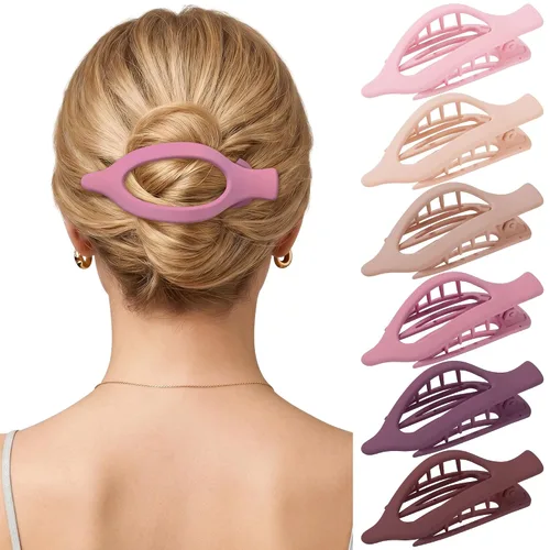Miniatura 19 de Pinzas de pelo planas francesas para mujer, 6 pinzas planas para cabello fino y grueso, agarre fuerte, agarre antideslizante, pinzas para el cabello