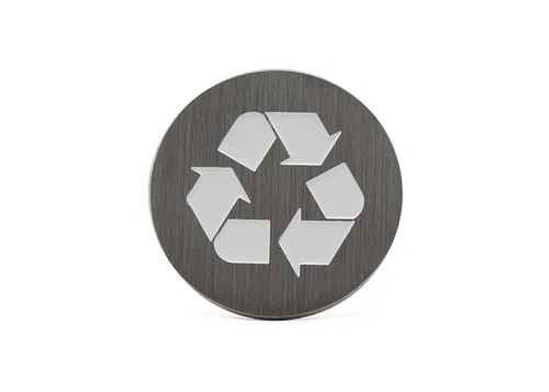 Miniatura 12 de Logotipo de reciclaje, emblema, medallón, cocina, oficina, parte delantera del gabinete, 1.5 pulgadas, acero inoxidable, latón, negro mate