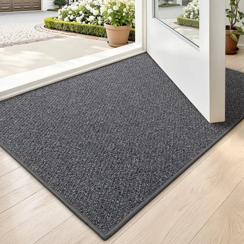 Miniatura 11 de LUMI Tapete ultradelgado para puerta de interior de 17 x 30 pulgadas, tapete de entrada antideslizante, tapete de perfil bajo, tapete de diseño
