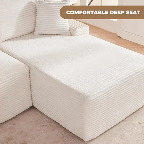Miniatura 4 de Mangodan Sofá seccional Cloud, sofá deshuesado para sala de estar, sofá modular con asiento profundo, cómodo sofá esponjoso en forma de L con diván