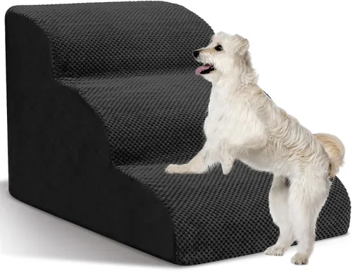 Miniatura 25 de Escaleras para Perros para Perros Pequeños - Rampa de Espuma de Alta Densidad, Pasos Extra Anchos para Mascotas con Fondo Antideslizante para Camas