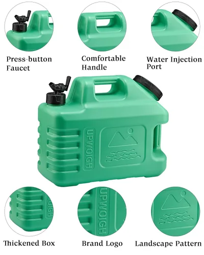 Miniatura 6 de UPWOIGH Jarra de agua de 3.5 galones, contenedor de agua a prueba de fugas verde bosque con espita, talla frontal moderna inspirada