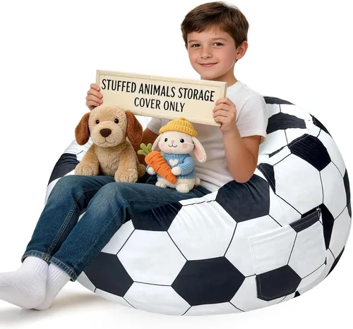 Miniatura 45 de Lukeight - Puf de almacenamiento de animales de peluche para niños, funda para puf de dinosaurio con cremallera para organizar la habitación