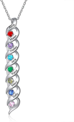 Miniatura 31 de Gemszoo Personalized Twisted Name Necklace with Simulated Birthstones Mother Daughter Pendant Gifts for Women Mom Grandma
