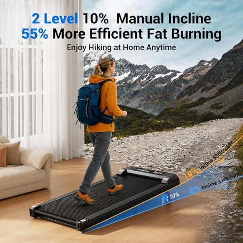 Miniatura 2 de YUEJIQI Caminadora para debajo del escritorio con inclinación para oficina en casa, 2.5 HP portátil caminadora con capacidad de peso de 280 libras