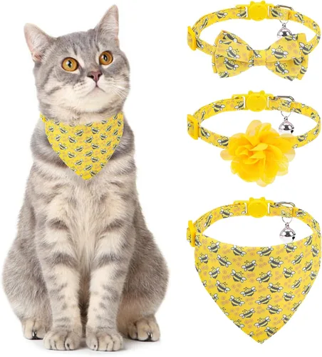 Miniatura 25 de Collares Navideños Separables para Gatos con Campana y Bonitos Colgantes - Paquete de 3 Collares de Seguridad Ajustables para Gatitos - Collar