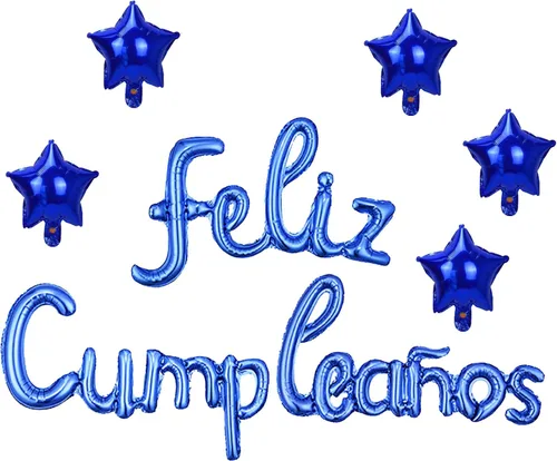 Miniatura 15 de Cartel de globos de Feliz Cumpleanos con 5 globos de estrella temática de fiesta