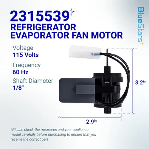 Miniatura 2 de BlueStars Motor de ventilador evaporador de refrigerador 2315539 actualizado – Compatible con refrigeradores Whirlpool y Kenmore – Reemplaza
