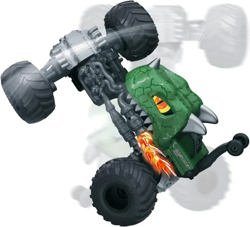 Miniatura 7 de LEXiBOOK, Crosslander® Dino, coche de dinosaurio con control remoto, hasta 6.2 mi/h, Trucos locos, lanzamiento, giroscopio integrado, efectos