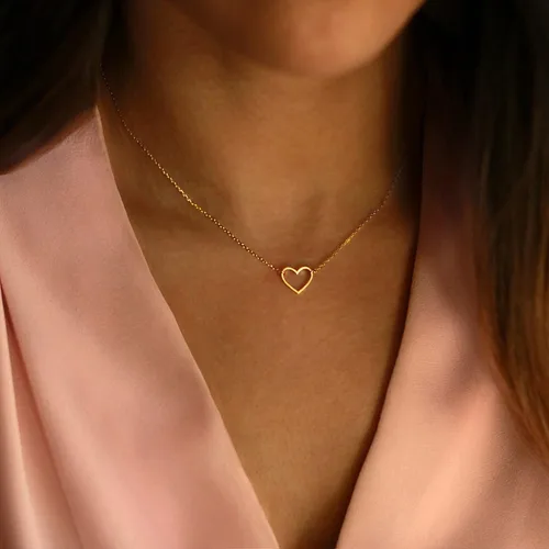 Miniatura 2 de Collner Collar con colgante de corazón de oro de 14 quilates para mujer, delicado collar de estrella, gargantilla de mal de ojo, collar bohemio
