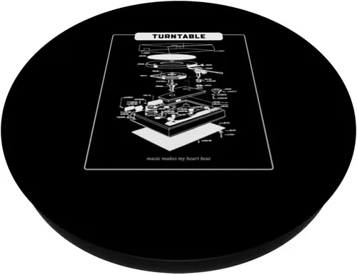 Miniatura 2 de Turntable - Music Makes My Heart Beat (Retro Graphic) PopSockets Adhesive PopGrip