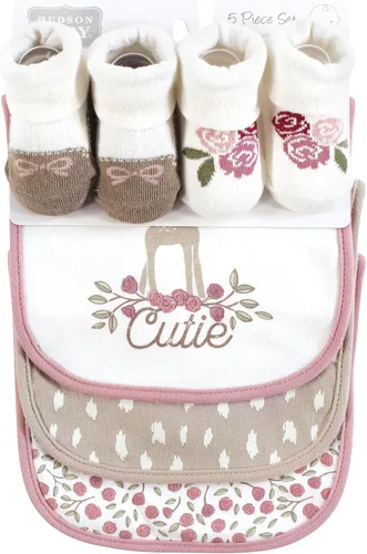 Miniatura 32 de Hudson Baby Conjunto de babero y calcetines unisex de algodón para bebé