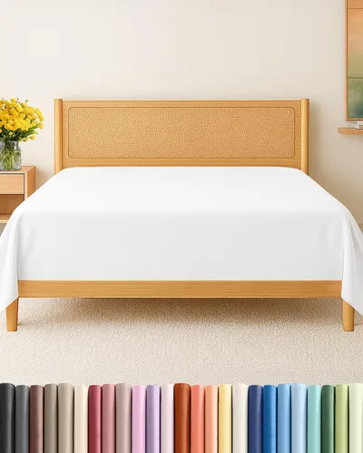Sábana encimera de bolsillo profundo, más suave que el algodón egipcio, 1 sábana encimera para colchón tamaño King 01-Blanco