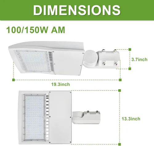 Miniatura 9 de Luz LED de estacionamiento de 150 W, 80 W/100 W/150 W seleccionable, 21,000 lm LED Shoebox Area Light, 5000 K luz diurna, 100 – 277 V, reemplaza 450