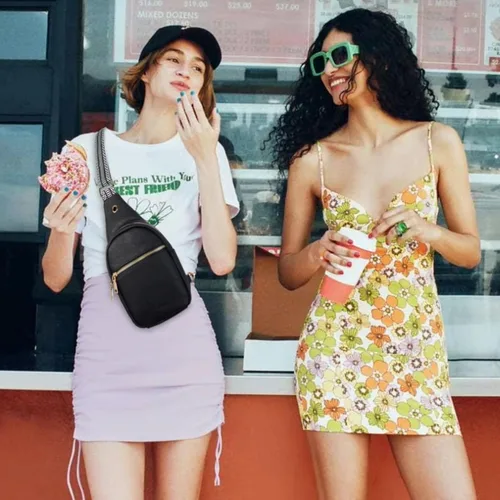 Miniatura 2 de Telena Riñonera pequeña para mujer, de cuero, cangureras, bolsa de pecho para mujer