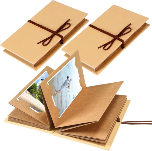Miniatura 8 de Mudder Álbumes de recortes de tapa dura para fotos de 4 x 6 pulgadas, papel kraft hecho a mano para álbumes de recortes DIY, aniversario, cuaderno