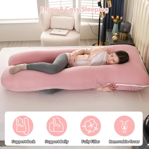 Miniatura 5 de Amagoing - Almohada de embarazo refrescante para dormir, almohada de maternidad en forma de U para todo el cuerpo para mujeres con dolor de cadera