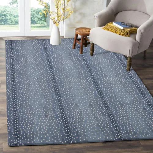Miniatura 19 de Restoration and Renovation Alfombras y alfombras de lana 100% hechas a mano contemporáneas de animales de azul antílope y cebra (azul, 2' x 3')
