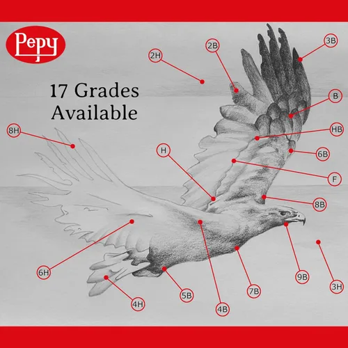 Miniatura 3 de Pepy Lápices de dibujo profesionales de grafito, juego de 12 lápices de plomo negros preafilados 7B; perfectos para dibujar, dibujar y sombrear
