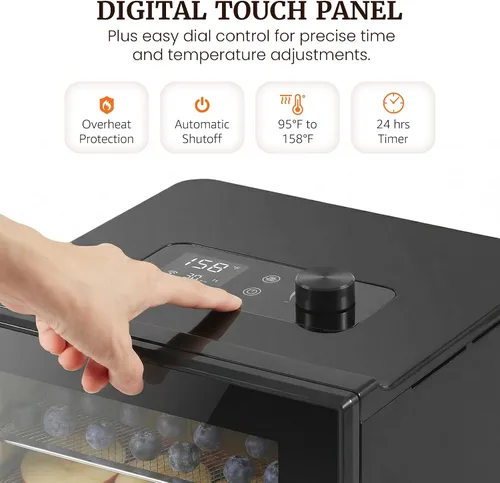 Miniatura 3 de Elite Gourmet - Deshidratador de alimentos, bandejas de acero inoxidable, controles de temperatura ajustables, aperitivos de jerky, hierbas, frutas