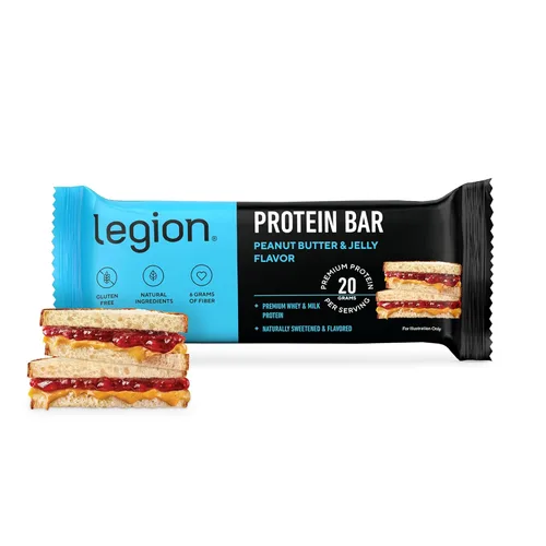 Miniatura 4 de Barra de Proteína Legion Sabor Mantequilla de Maní y Mermelada - 100% Proteína de Suero, Barras de Proteína Sin Soja con Fibra Prebiótica - Barra