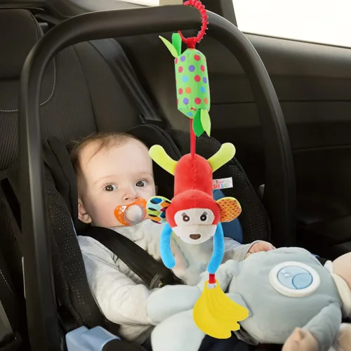 Miniatura 5 de Sealive Juguetes Musicales Sensoriales para Cochecito de Bebé de 4 Piezas, Sonajeros Suaves Colgantes de Felpa para Actividades, Juguetes para Cuna