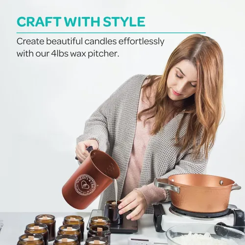 Miniatura 2 de Hearts & Crafts Ollas de velas, 64 onzas, olla de fusión de cera de velas, olla de vertido de aluminio para 4 libras, cera derretida, color cobre