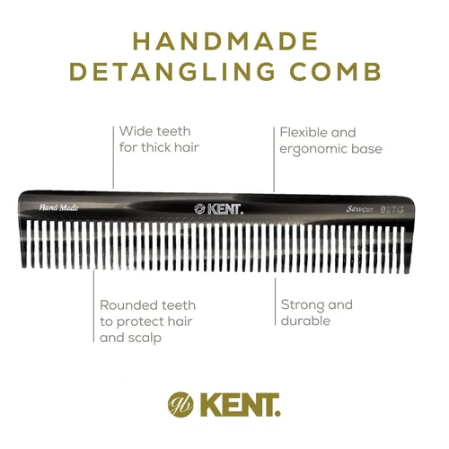 Miniatura 4 de Kent 92T - Peine desenredante de dientes anchos de grafito negro para cabello rizado, ondulado y grueso, ideal para usar en cabello mojado, suave