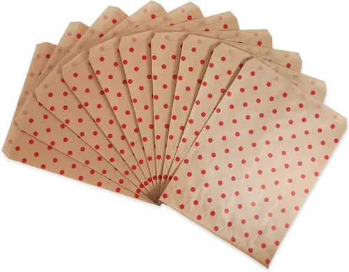 Miniatura 2 de CuteBox Bolsas de regalo de papel plano con lunares rojos (8.5 x 11 pulgadas) para mercancía, manualidades, recuerdos de fiesta, venta al por menor