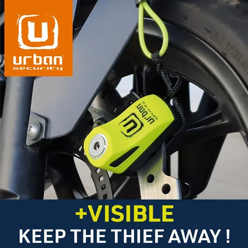Miniatura 2 de URBAN UR955Y - Cerradura de disco para motocicleta, seguridad compacta y efectiva, más visible, más disuasorio, bloqueo de clic rápido, bloqueo