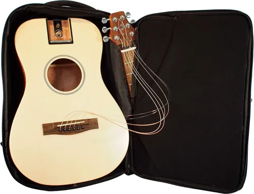Miniatura 20 de Journey Instruments Guitarra de viaje de fibra de carbono – OB660M Guitarra acústica de bajo portátil con sistema plegable patentado – Estuche