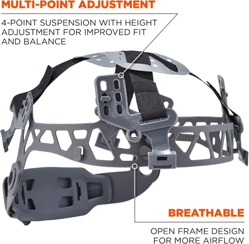 Miniatura 6 de Casco duro ventilado con luz, estilo gorra, suspensión de trinquete, Clase C, Ergodyne Skullerz 8972LED naranja