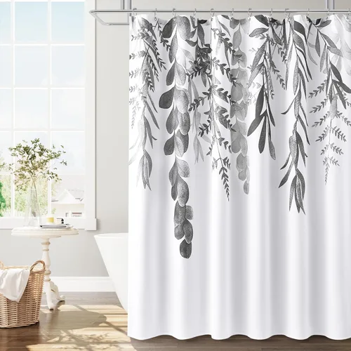 Miniatura 19 de BOODII Cortinas de ducha negras de 36 x 72 pulgadas, cortina de ducha de eucalipto de primavera para baño, cortina de baño con textura de flameado