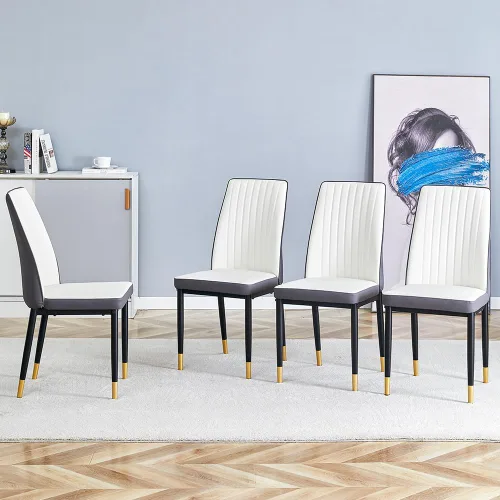 Miniatura 25 de Juego de 4 sillas de comedor modernas, de piel sintética, con patas de metal, para comedor, oficina, sala de espera (juego de 4, color blanco)